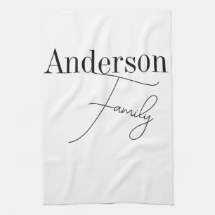 Paño De Cocina Nombre de familia personalizado blanco y negro mod