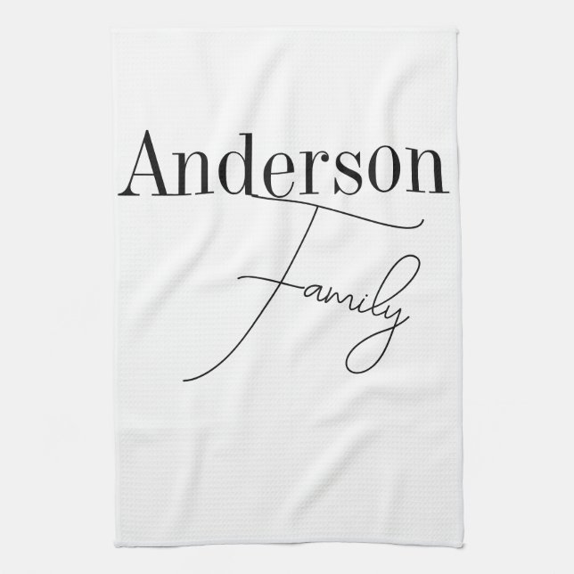 Paño De Cocina Nombre de familia personalizado blanco y negro mod (Vertical)