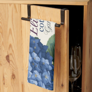 Paño De Cocina Nombre de Familia Personalizado Hydrangea Acuarela