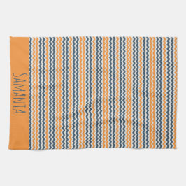 Paño De Cocina Nombre de gris de naranja geométrico vintage