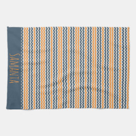 Paño De Cocina Nombre de gris de naranja geométrico vintage