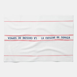 Paño De Cocina Nombre de la cocina francesa azul y rayas rojas