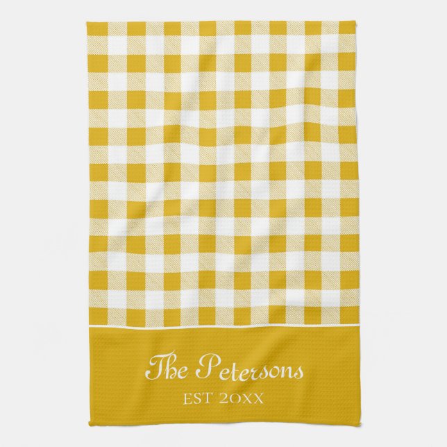 Paño De Cocina Nombre de la familia de Gingham Rústica Moderna (Vertical)