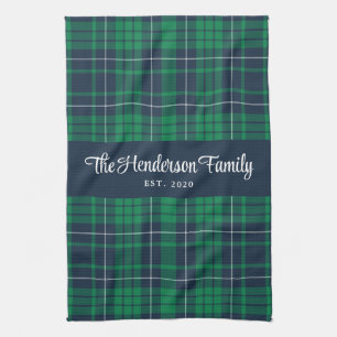 Paño De Cocina Nombre de la familia Rustic Green Blue Plaid