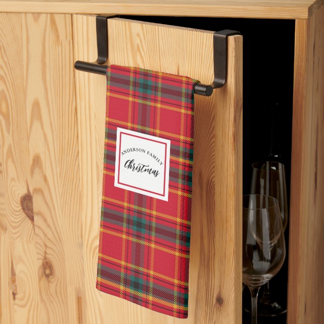 Paño De Cocina Nombre de la familia Tartan Plaid navidades (Pliegue de tercios)