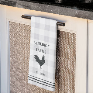 Paño De Cocina Nombre de la granja personalizada Rustic Plaid