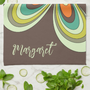 Paño De Cocina Nombre de margarita retro de flor hippie groovy añ