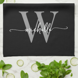 Paño De Cocina Nombre de monograma personalizado con escritura mo