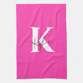 Paño De Cocina Nombre de monograma personalizado vibrante moderno