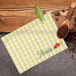 Paño De Cocina Nombre de patrón de flor silvestre simple amarillo