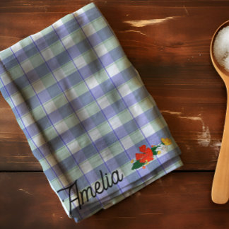 Paño De Cocina nombre de patrón de flor silvestre simple azul tar