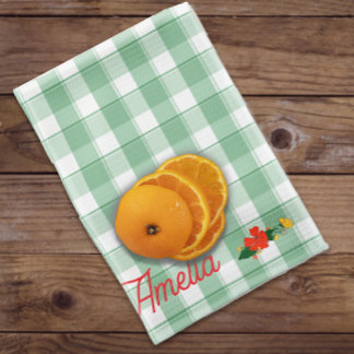 Paño De Cocina Nombre de patrón de flor silvestre simple verde ta