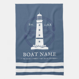 Paño De Cocina Nombre del barco del faro náutico personalizado mo