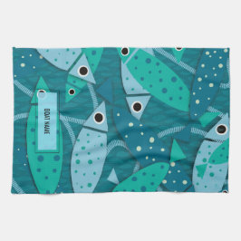 Paño De Cocina Nombre del barco del patrón de pescado náutico