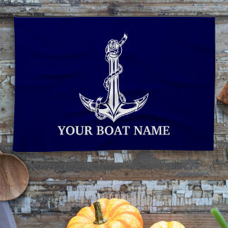 Paño De Cocina Nombre del barco vintage nautical Anchor Rope