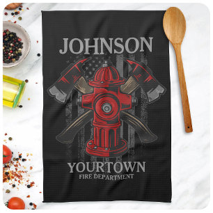 Paño De Cocina NOMBRE DEL bombero Departamento de bomberos Bander