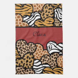 Paño De Cocina Nombre del Corazón de Impresión Animal Girly Red P