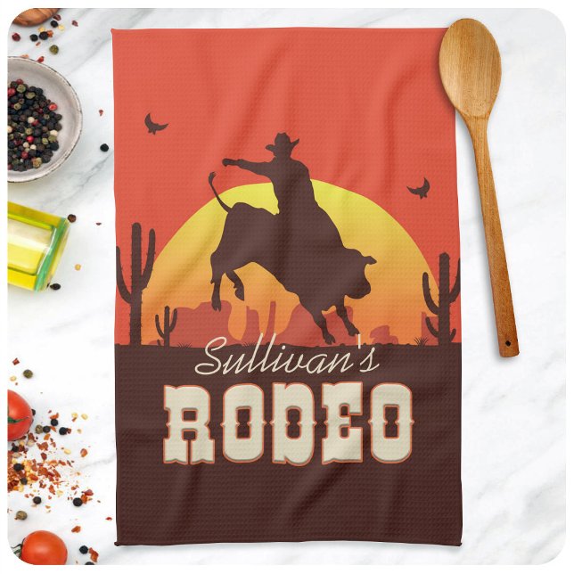Paño De Cocina NOMBRE DEL personalizable Rodeo de Cowboy Bull Rid (Subido por el creador)