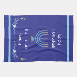 Paño De Cocina NOMBRE DEL Personalizar Blue HANUKKAH Menorah