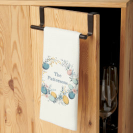 Paño De Cocina Nombre familiar personalizado: guirnalda de huevo