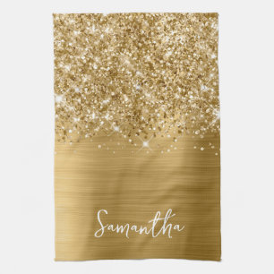 Paño De Cocina Nombre Glam Oro Brillante