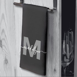 Paño De Cocina Nombre Monograma Blanco Negro