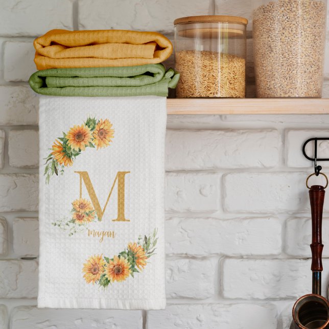Paño De Cocina Nombre monogramado floral rústico personalizado (Subido por el creador)