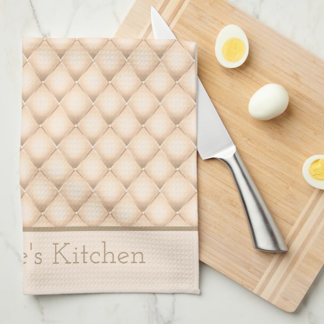 Paño De Cocina Nombre Monogramado Iniciales Champán Regalo (Doblado Cuarto)