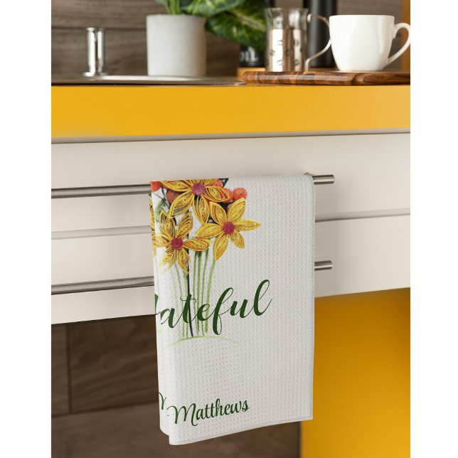Paño De Cocina Nombre, Papel otoñal Flores Quilled, agradecido, (Subido por el creador)