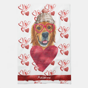 Paño De Cocina Nombre Perro Lover Valentine Regalo Golden Retriev