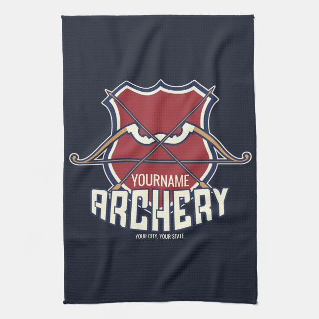 Paño De Cocina NOMBRE Personalizado Archery Sports Flecha de arco (Vertical)
