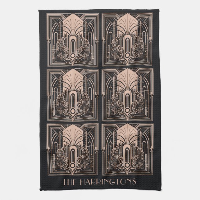 Paño De Cocina Nombre personalizado Art Deco (Vertical)