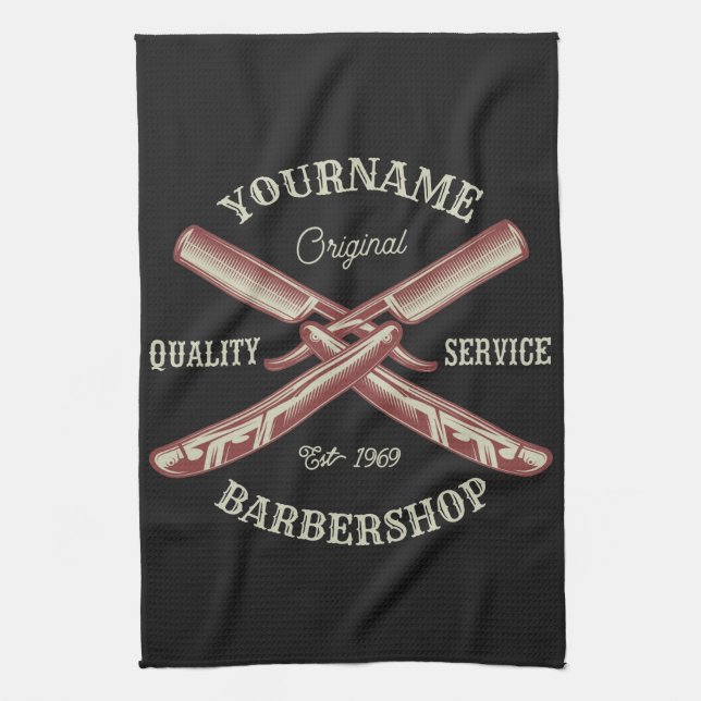 Paño De Cocina NOMBRE personalizado Barber Straight Razor Barbers (Vertical)