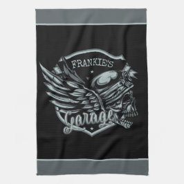 Paño De Cocina NOMBRE Personalizado Biker Skull Wings Motorcycle 