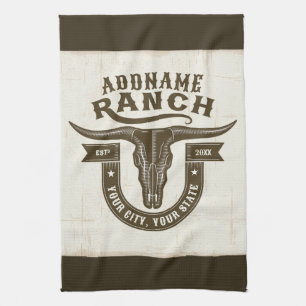 Paño De Cocina NOMBRE Personalizado Bull Steer Skull Western Ranc