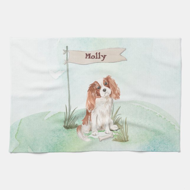 Paño De Cocina Nombre personalizado Cavalier King Charles Spaniel (Horizontal)