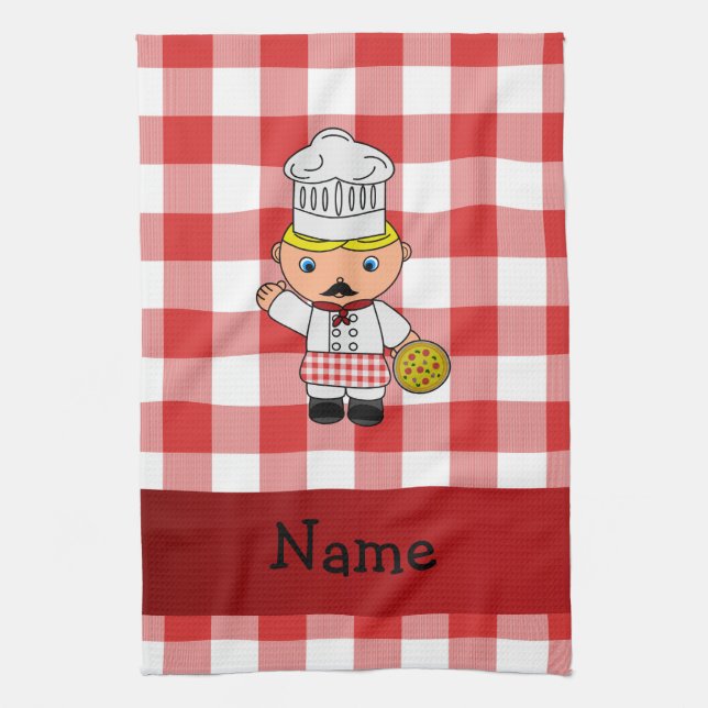 Paño De Cocina Nombre personalizado: Chequero rojo italiano (Vertical)
