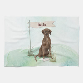 Paño De Cocina Nombre personalizado Chocolate Lab Mascota Perro