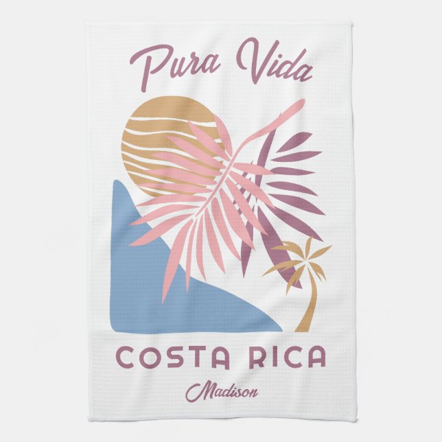 Paño De Cocina Nombre personalizado Costa Rica Motto Pura Vida (Vertical)
