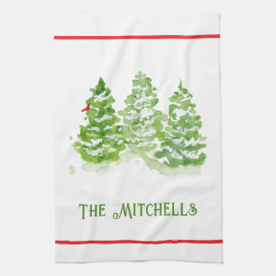 Paño De Cocina NOMBRE PERSONALIZADO DE Árboles de Invierno pintad