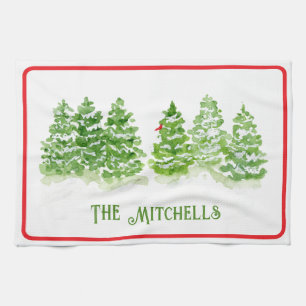 Paño De Cocina NOMBRE PERSONALIZADO DE Árboles de Invierno pintad