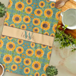 Paño De Cocina Nombre personalizado de girasol divertido inicial<br><div class="desc">Moda divertida Nombre personalizado Patrón floral inicial Toalla de cocina moderna. Estas coloridas toallas de cocina de girasol son perfectas para añadir un toque de color a su cocina. Hacerlos únicos tuyos añadiendo tu nombre o presupuesto favorito. Ya sea que sea un chef experimentado o un aspirante a cocinero casero,...</div>