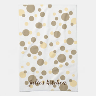 Paño De Cocina Nombre personalizado de la moda Sepia Pokka-Dot