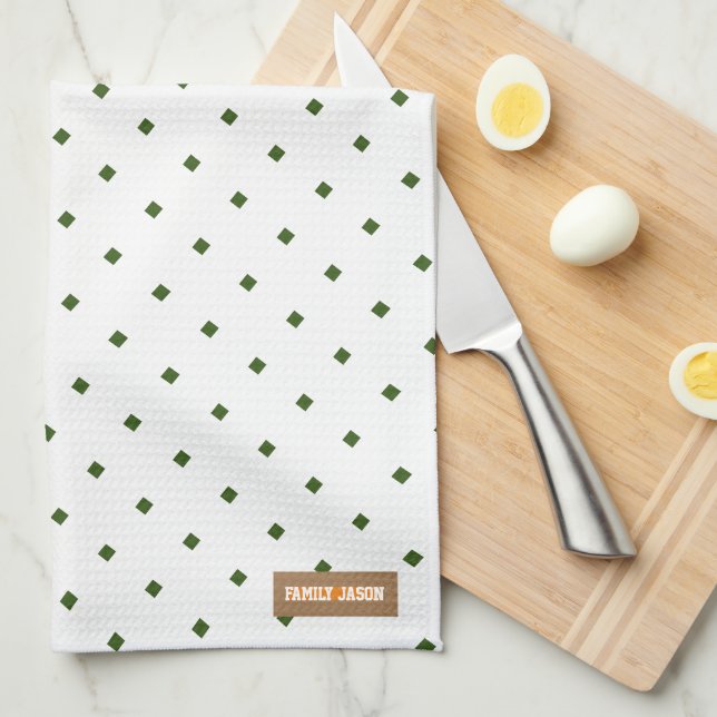 Paño De Cocina Nombre personalizado de los diamantes de monograma (Doblado Cuarto)