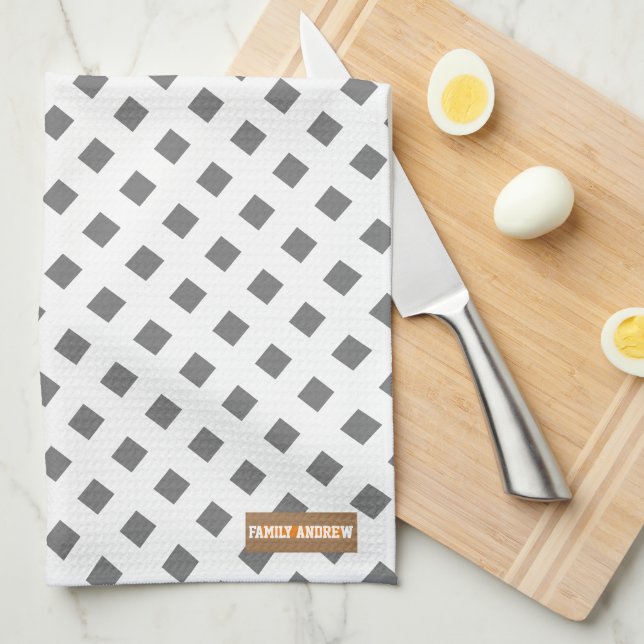 Paño De Cocina Nombre personalizado de los diamantes de monograma (Doblado Cuarto)