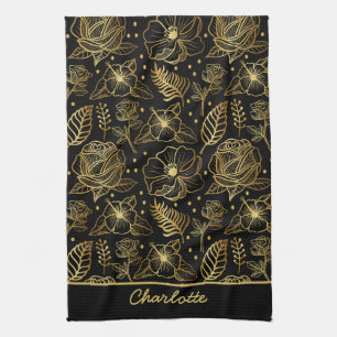 Paño De Cocina Nombre personalizado de oro de patrón ininterrumpi