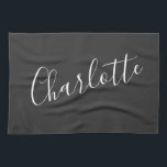 Paño De Cocina Nombre personalizado de script minimalista | Blanc<br><div class="desc">Nombre de tipografía de escritura minimalista en toalla de cocina en blanco y negro</div>