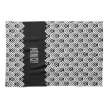 Nombre personalizado del damasco de chevron negro