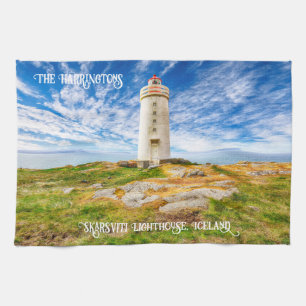 Paño De Cocina Nombre personalizado del faro Skarsviti, Islandia