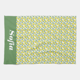 Paño De Cocina Nombre personalizado del patrón amarillo limón bla